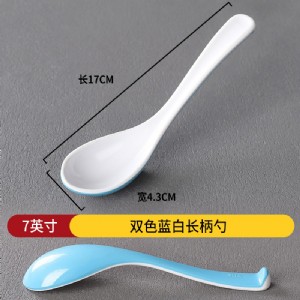 仿瓷密胺-小汤勺-128蓝白色
